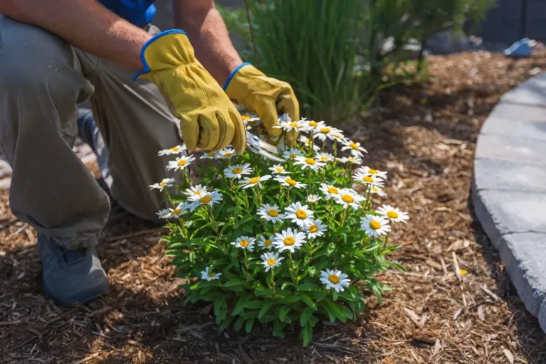 Paysagiste travaillant sur un jardin